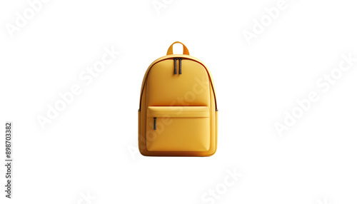 Bright yellow backpack isolated on a transparent background. Suitable for school, travel, and everyday use. Ideal for businesses in retail, fashion, and e-commerce. Concept: visibility, style, functio photo