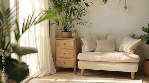 Beautiful aesthetic sofa in the room photo