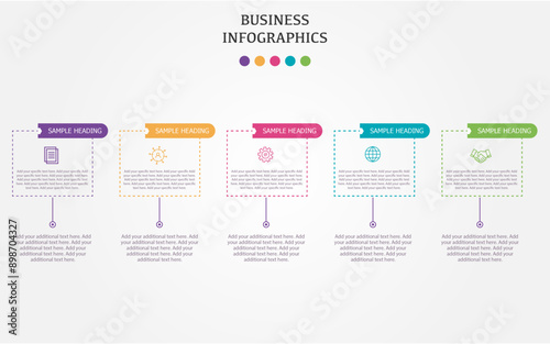 Square shape infographics with label an additional text