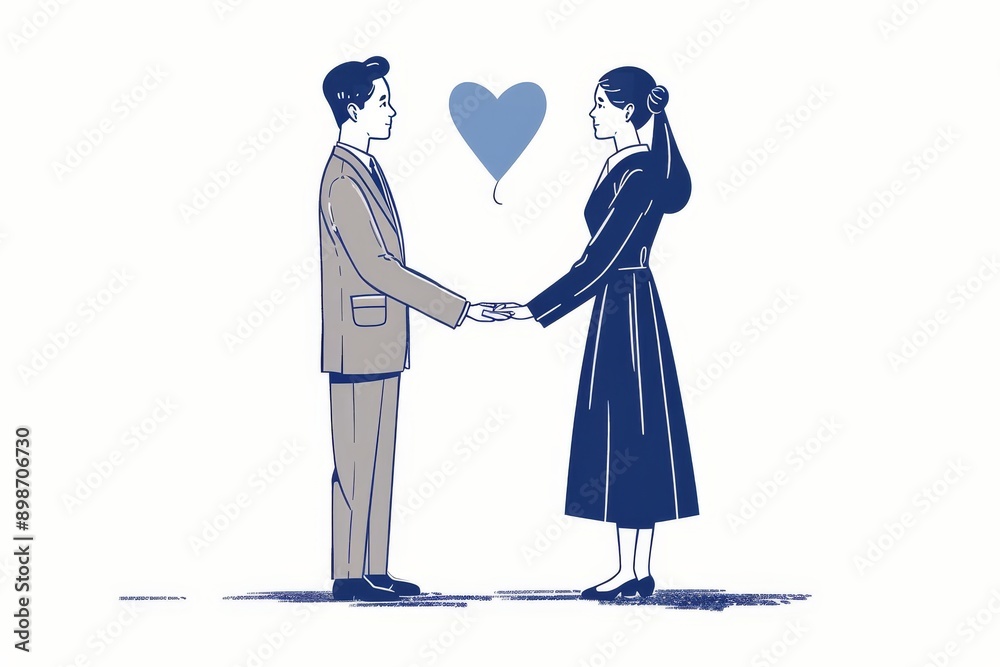 Elegant illustration of a couple holding hands with a heart symbolizing love relationship and connection ideal for romantic and emotional themes Elegant illustration of a couple holding hands with a heart symbolizing love relationship and connection ideal for romantic and emotional themes