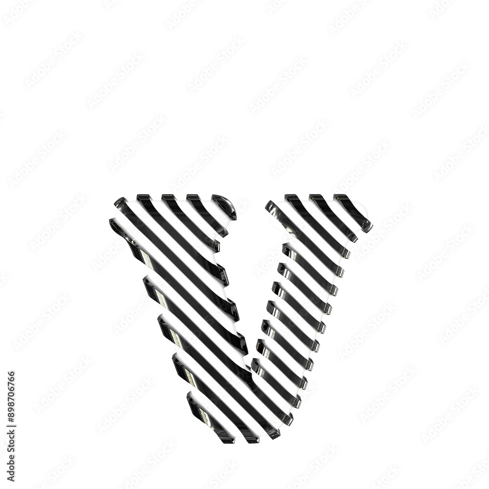 White symbol with black diagonal ultra thin straps. letter v White symbol with black diagonal ultra thin straps. letter v