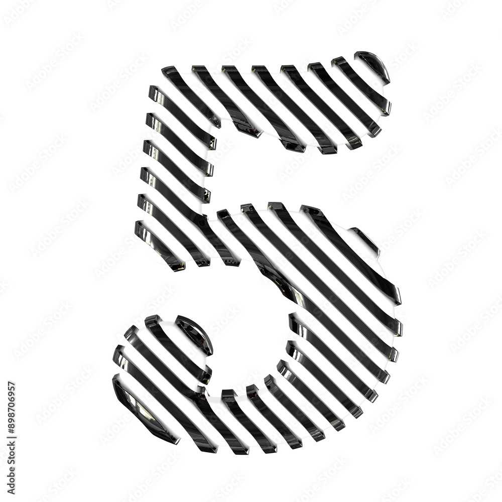 White symbol with black diagonal ultra thin straps. number 5 White symbol with black diagonal ultra thin straps. number 5