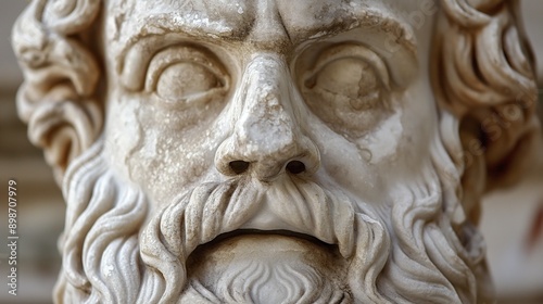 striking portrait of an ancient Greek philosopher, his contemplative demeanor reflecting the profound influence of classical thought on Western civilization