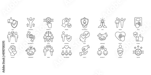 Wallpaper Mural Trust icons set. Set of editable stroke icons.Set of Trust Torontodigital.ca