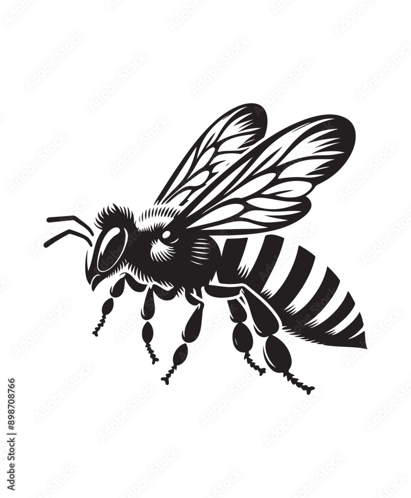 Fototapeta premium vector Bee vector art,graphics Bees icons set,vintage illustration Bee clipart,vector Bees flat style artwork design