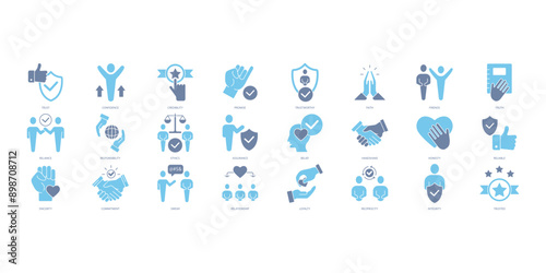 Trust icons set. Set of editable stroke icons.Set of Trust
