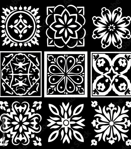 variety of tile designs with intricate geometric patterns