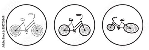 A bicycle icon for an urban environment. A modern bike, a set of icons. Bicycle parking on a special territory. EPS 10