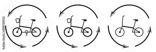 A bicycle icon for an urban environment. A modern bike, a set of icons. Bicycle parking on a special territory. EPS 10