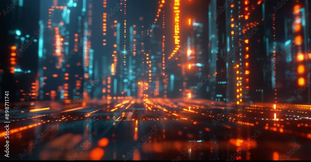 Digital code, binary streams depicting data flow and cyber security concept, abstract dark animated video background