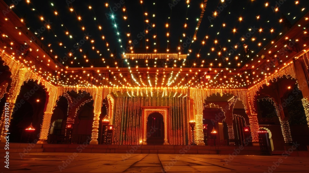 Illuminated Temple Entrance Illuminated Temple Entrance
