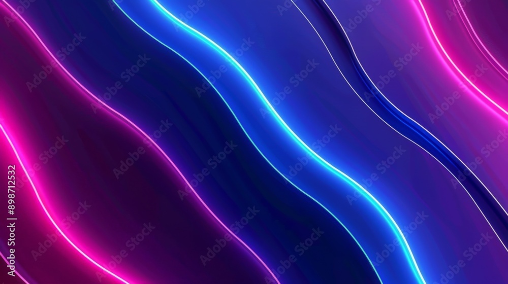 Fototapeta premium Futuristic pattern created by glowing neon waves in abstract background