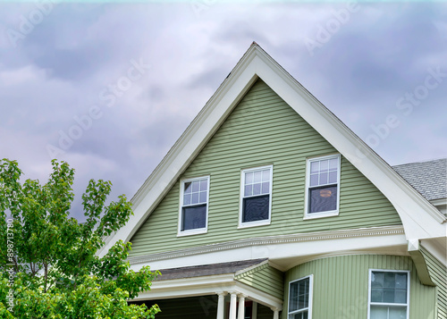 Charming Family House with Green Siding and White Trim, Brighton, Massachusetts, USA