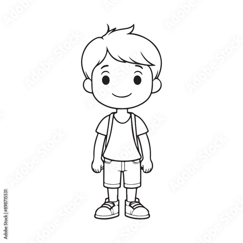 Boy line art vector illustration