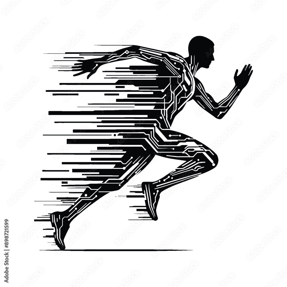 Running male player in celtic knot pattern illustration, emblem shield badge Running male player in celtic knot pattern illustration, emblem shield badge