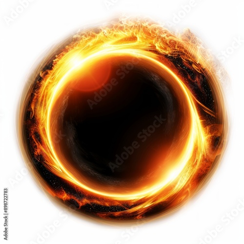 Medium shot of Black hole, isolated on a white background, bright and vivid tonality 