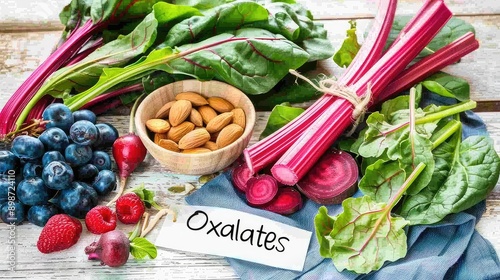 Products that contain oxalates. Selective focus.
