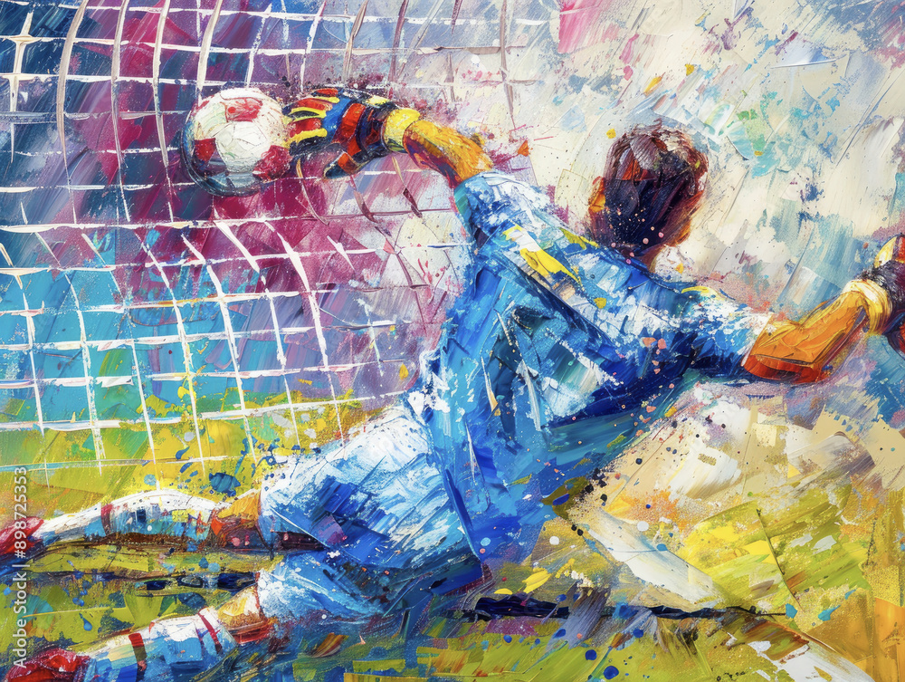 Obraz premium Goalkeeper Making a Save Abstract Painting