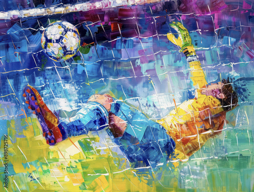 Goalkeeper Making a Save Abstract Painting