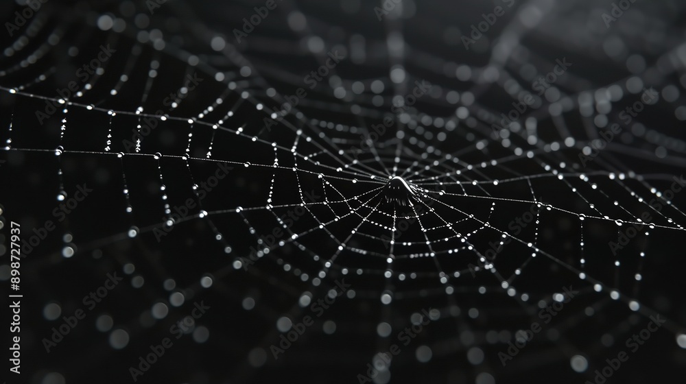 Close-up of Spider Web with Dew Drops Close-up of Spider Web with Dew Drops