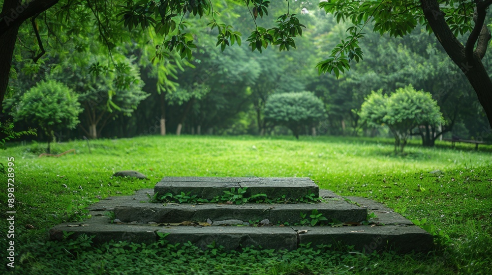 Stone Steps in a Lush Green Forest Stone Steps in a Lush Green Forest