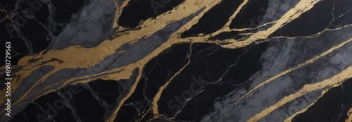 Panel kuchenny z motywem Background from black, gold, and grey marble stone texture for design 