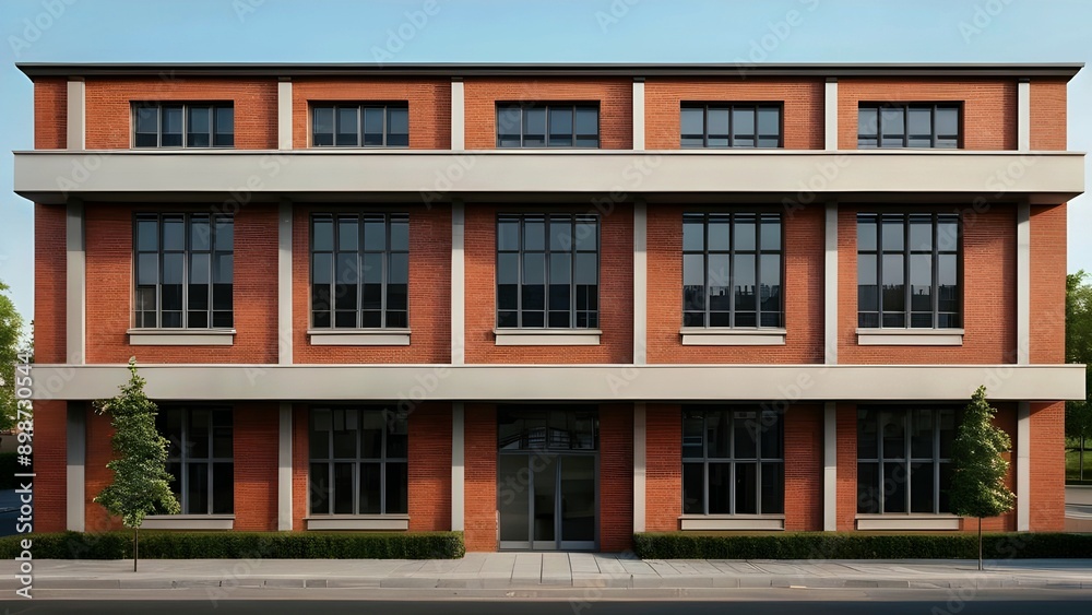Modern Brick Building with Large Windows. Modern Brick Building with Large Windows.