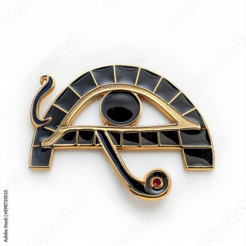 Medium shot of vector simple eye of horus, egyptian symbol, black, vector illustration 