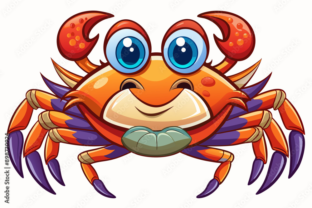 Fototapeta premium Funny Crab Vector Illustration with White Background Cartoons, Clipart, Line Art Design, Funny crab vector illustration, perfect for cartoons, clipart, and line art designs with a white background.