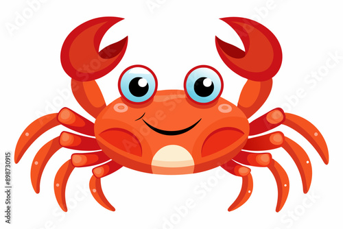 Funny Crab Vector Illustration with White Background Cartoons, Clipart, Line Art Design, Funny crab vector illustration, perfect for cartoons, clipart, and line art designs with a white background.
