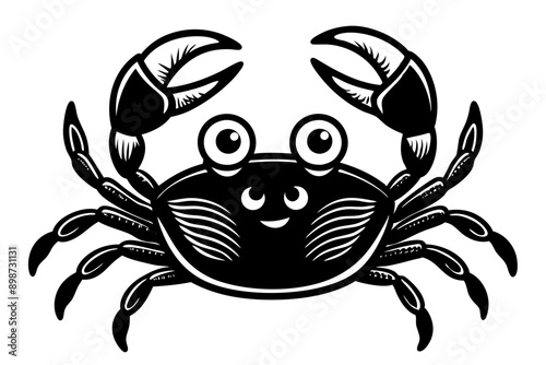 Funny Crab Vector Illustration with White Background Cartoons, Clipart, Line Art Design, Funny crab vector illustration, perfect for cartoons, clipart, and line art designs with a white background. photo