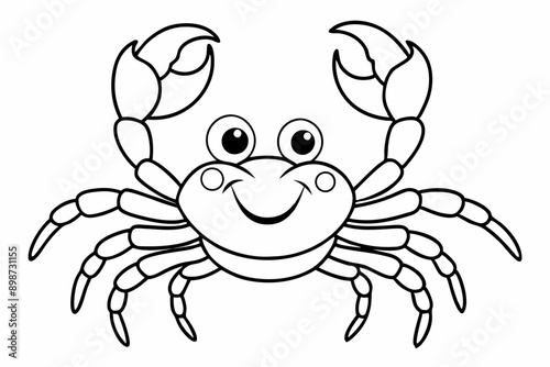 Funny Crab Vector Illustration with White Background Cartoons, Clipart, Line Art Design, Funny crab vector illustration, perfect for cartoons, clipart, and line art designs with a white background.