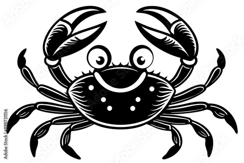 Funny Crab Vector Illustration with White Background Cartoons, Clipart, Line Art Design, Funny crab vector illustration, perfect for cartoons, clipart, and line art designs with a white background. photo