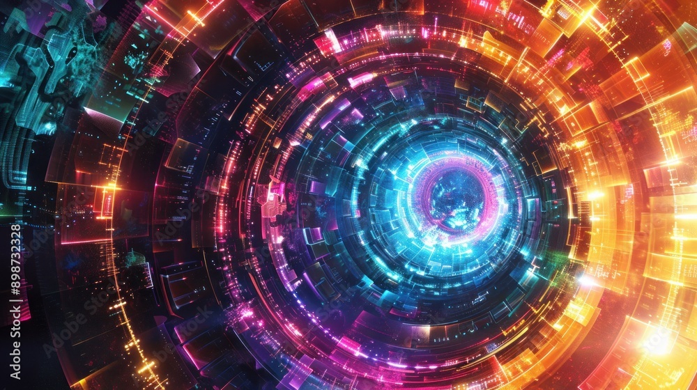 Abstract Technology Circular Tunnel