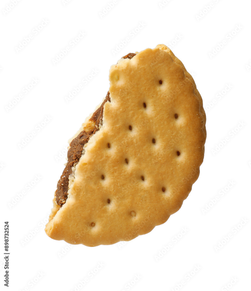 Piece of tasty sandwich cookie isolated on white Piece of tasty sandwich cookie isolated on white