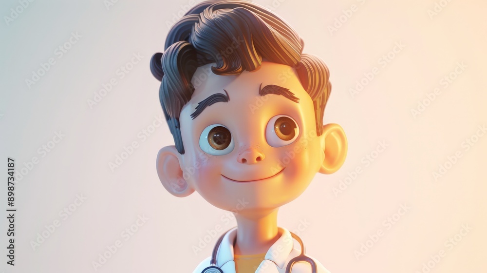 3D Pastel Character Cheerful Cartoon Doctor. 3D Pastel Character Cheerful Cartoon Doctor.