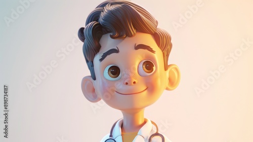 3D Pastel Character Cheerful Cartoon Doctor.