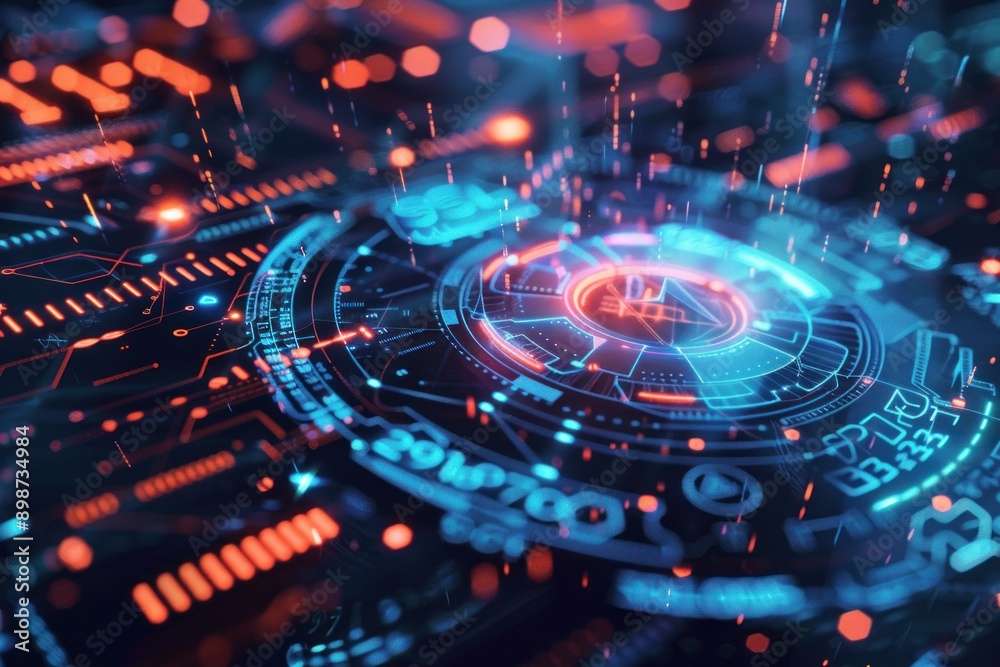 Fototapeta premium Abstract digital privacy visualization, data security in AI technology, futuristic and high resolution