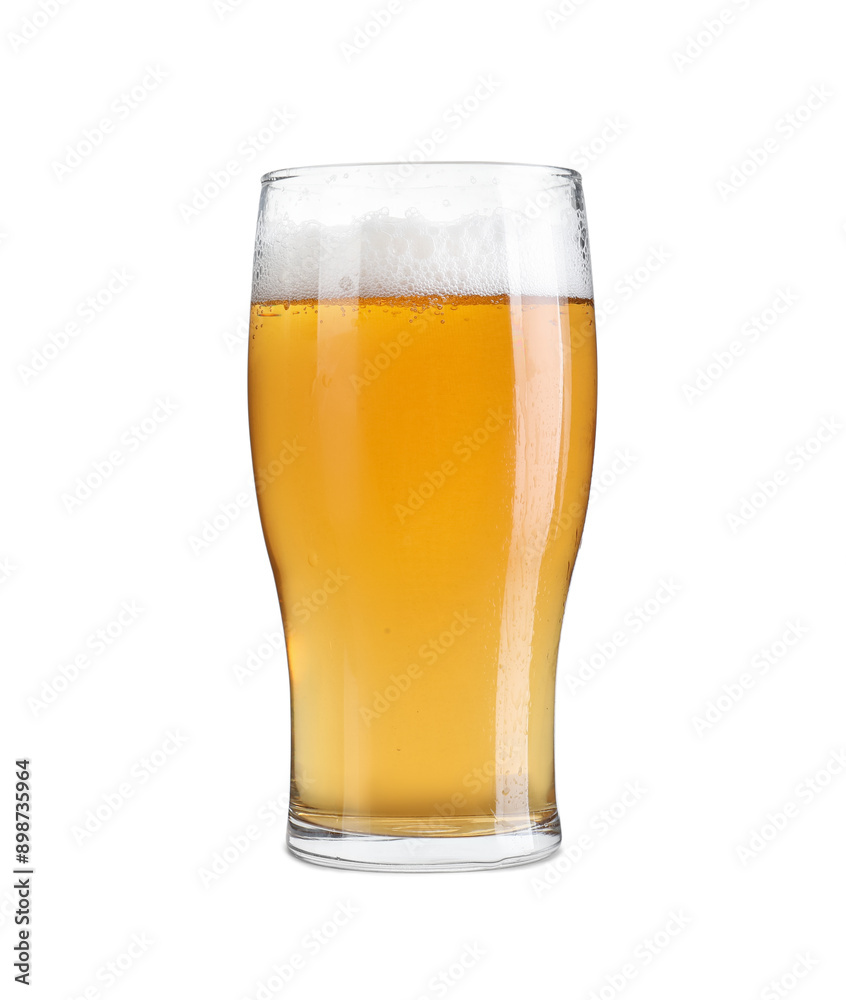 Glass of light beer isolated on white Glass of light beer isolated on white