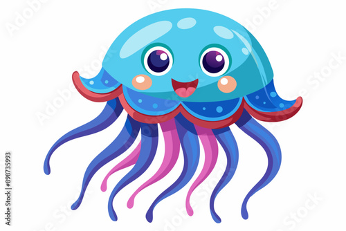 Funny Jellyfish Vector Illustration Cartoon, Clipart And Line Art Design, Funny jellyfish vector illustration, cartoon, clipart, and line art design on white background.