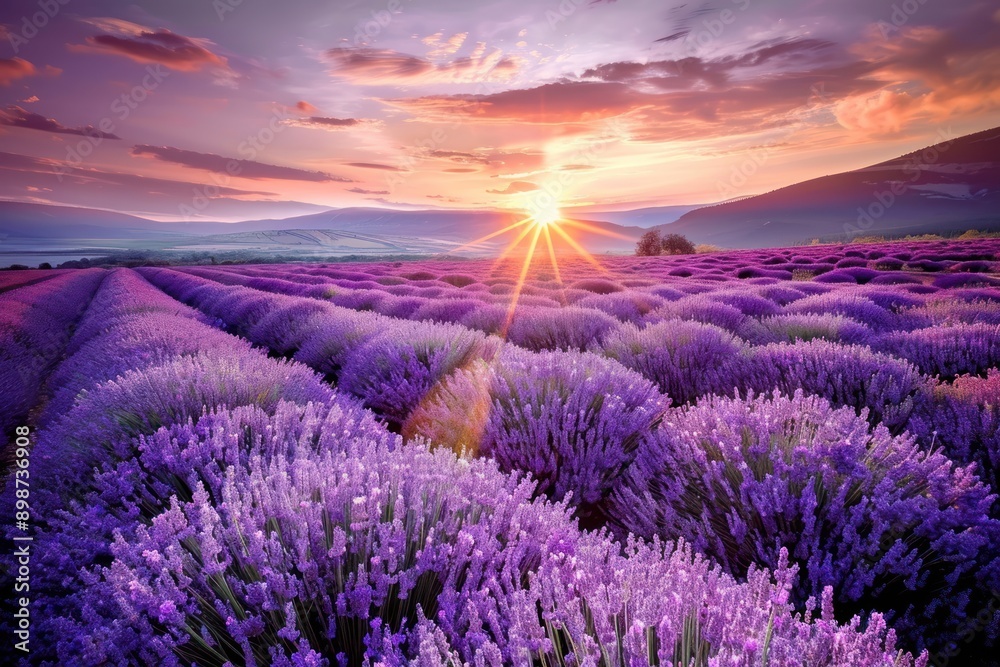 amazing landscape of lavender field at sunset amazing landscape of lavender field at sunset