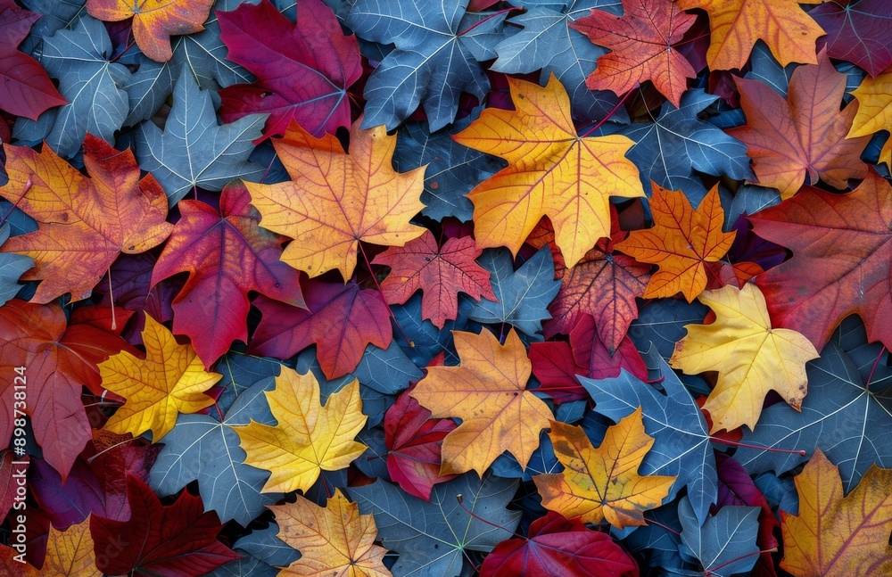 Colorful Autumn Maple Leaves Scattered On The Ground Colorful Autumn Maple Leaves Scattered On The Ground