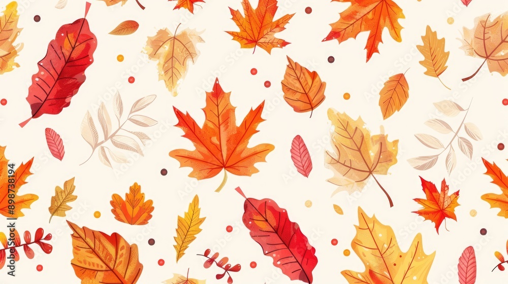 Obraz premium A pattern of leaves and berries on a white background