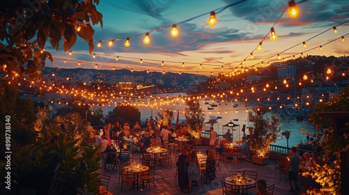 People Sitting Around a Table With Lights