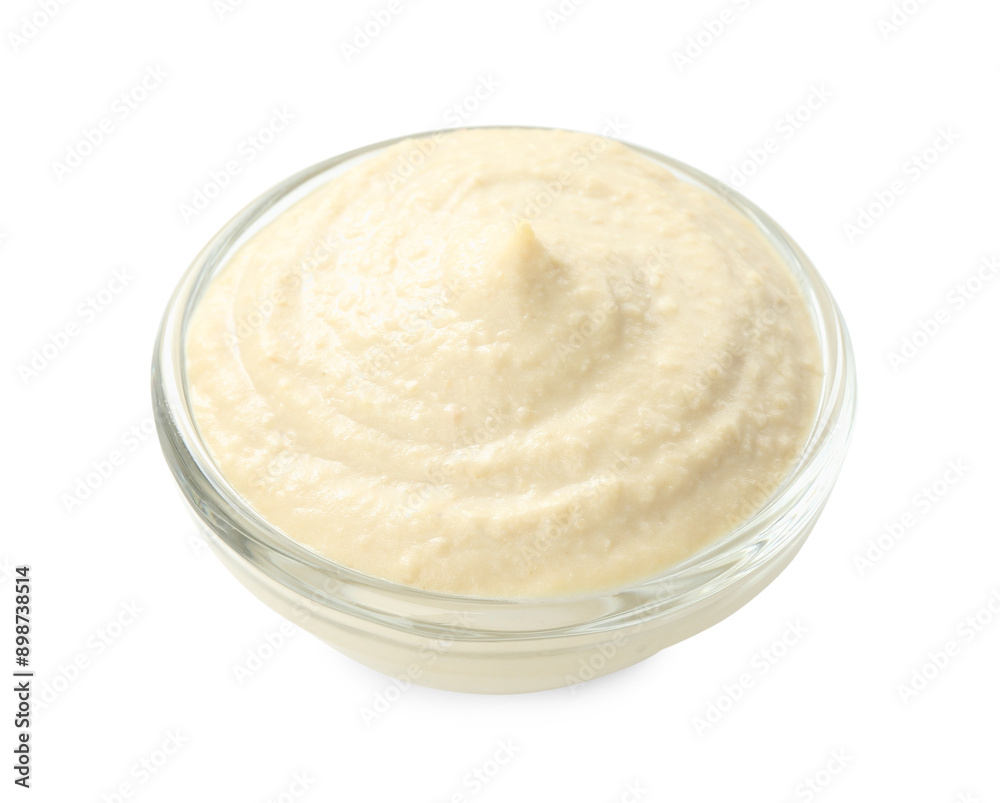 Delicious hummus in bowl isolated on white Delicious hummus in bowl isolated on white