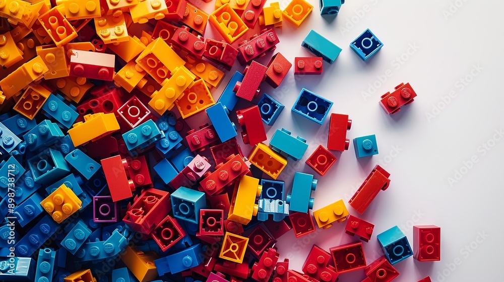 A colorful array of blocks is spread out against a white background, showcasing various shapes and sizes. This image highlights the diversity A colorful array of blocks is spread out against a white background, showcasing various shapes and sizes. This image highlights the diversity