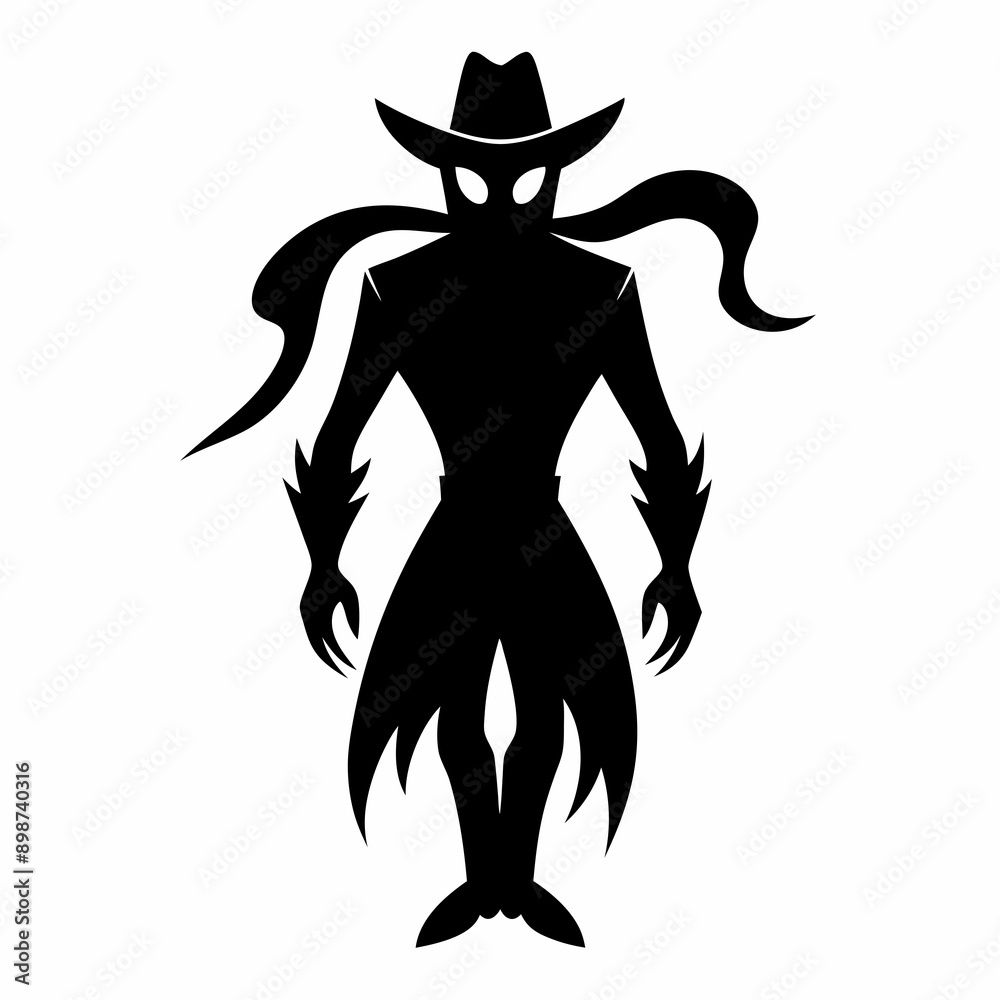 Fototapeta premium Halloween cowboy ghost black vector silhouette