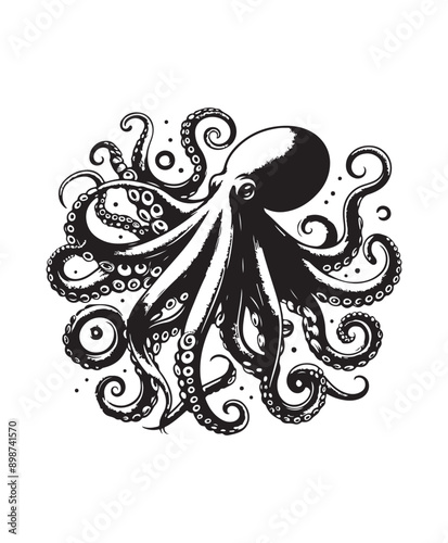 vector octopus vector art,graphics octopuss icons set,vintage illustration octopus clipart,vector octopuss flat style artwork design