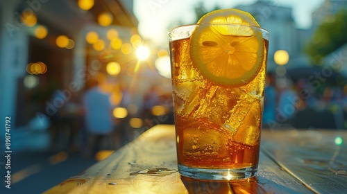 Refreshing Drink on Wooden Table