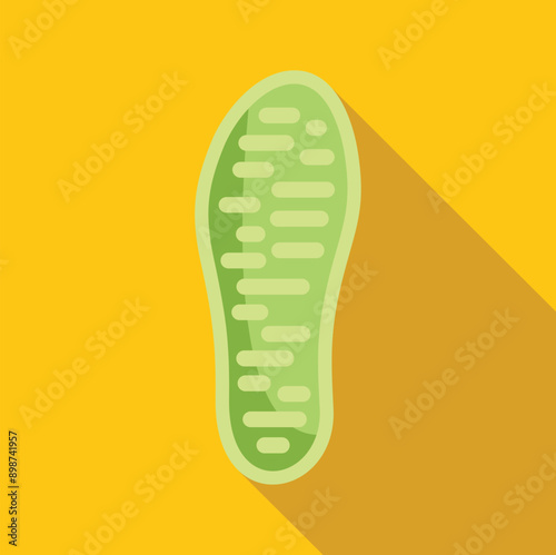 Green orthopedic insole for shoes providing arch support, designed for flat feet